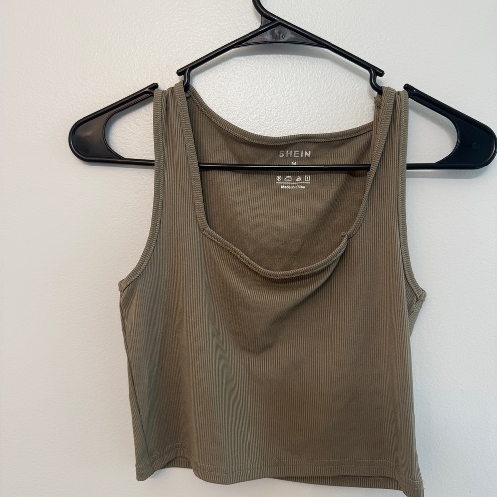 SHEIN Khaki Ribbed Tank Top